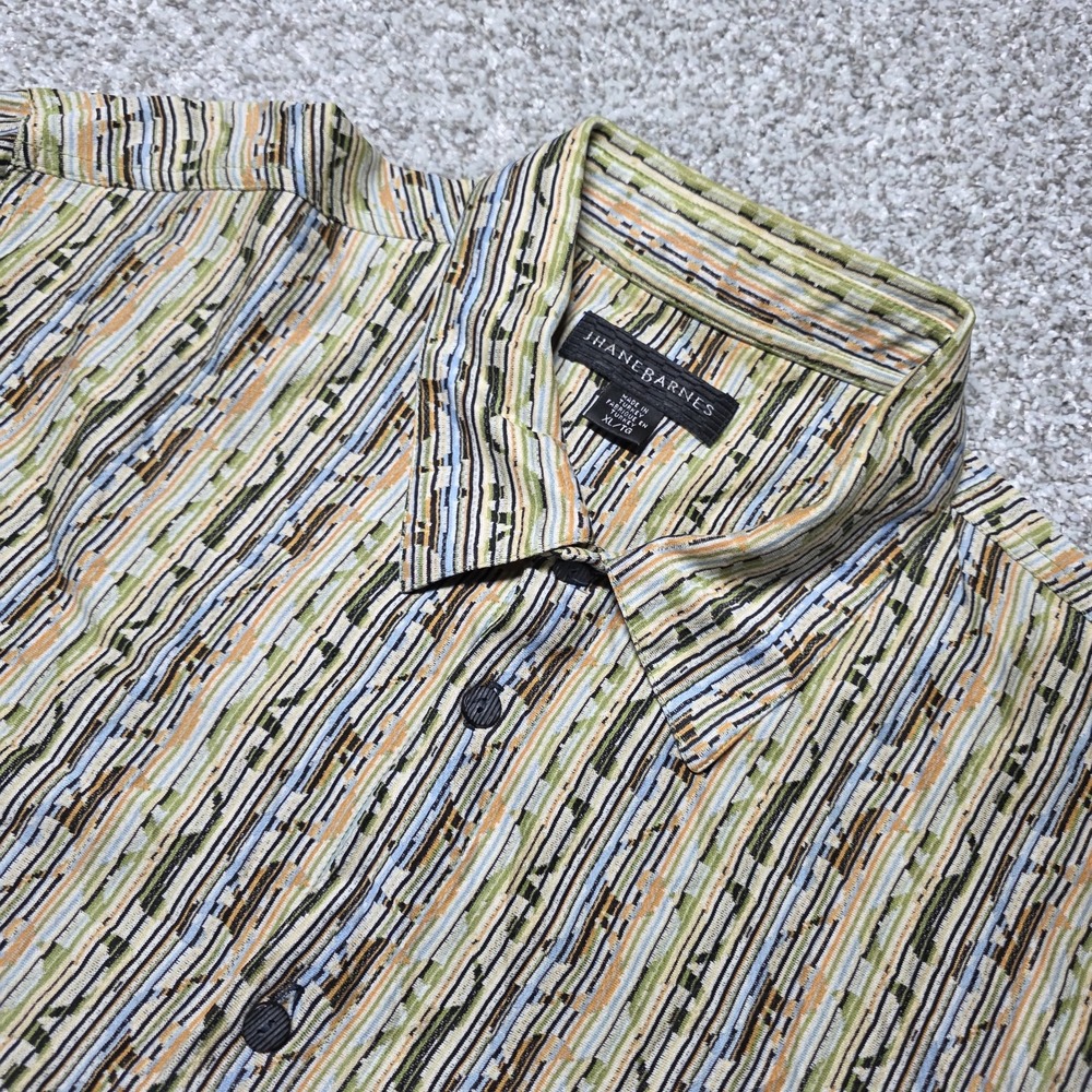 Jhane Barnes Sport Shirt  Short Sleeve Button Multicolor Men's Size XL "READ